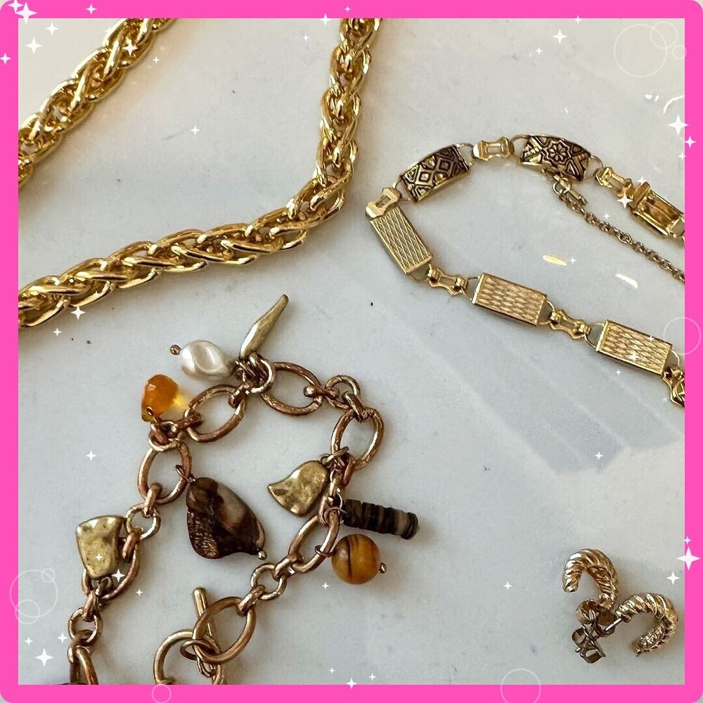 ⚜️ Vintage Jewelry Lot | 70s-80s Gold Chains, Charms & Beads | WOW 🩷